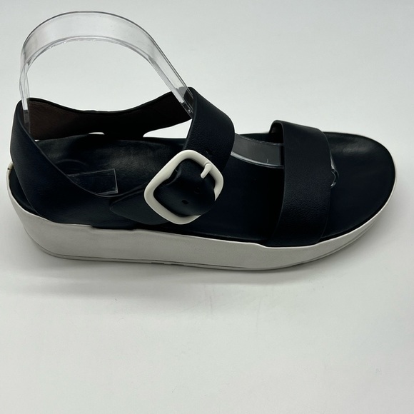 FitFLop - Bon Black Leather Adjustable Strappy Comfortable Wedge Size 7 - Picture 5 of 13